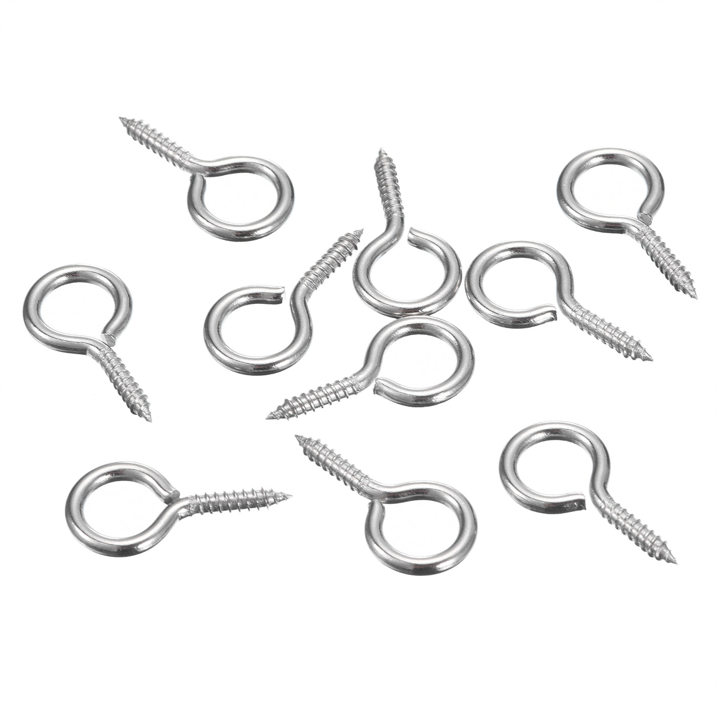 uxcell Uxcell 10Pcs 304 Stainless Steel 22x11mm Small Eye Screws Mini Eye Pins, Silver