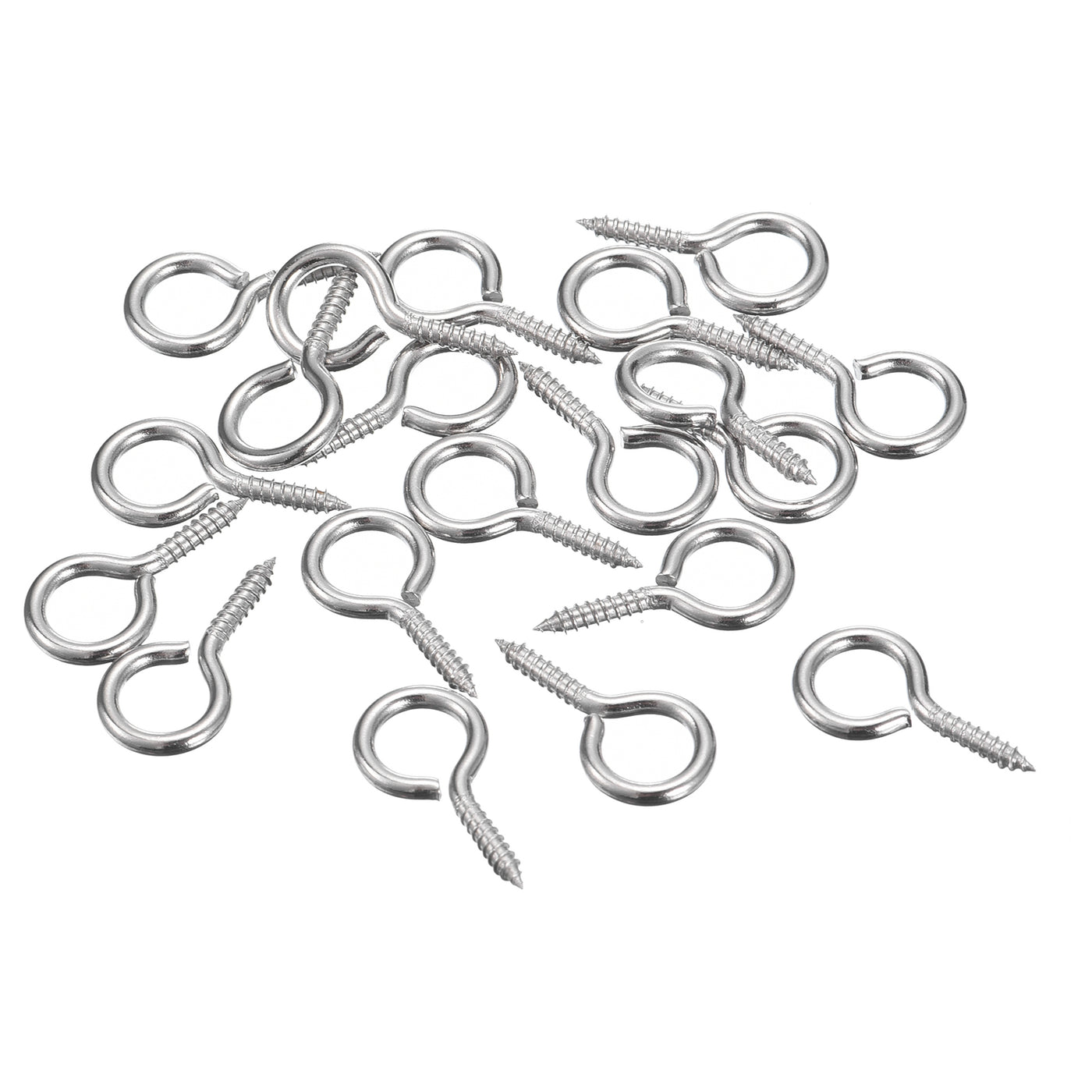 uxcell Uxcell 20Pcs 304 Stainless Steel 22x11mm Small Eye Screws Mini Eye Pins, Silver