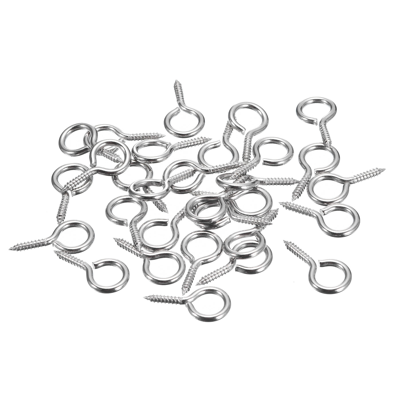 uxcell Uxcell 30Pcs 304 Stainless Steel 22x11mm Small Eye Screws Mini Eye Pins, Silver