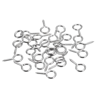 Harfington Uxcell 30Pcs 304 Stainless Steel 22x11mm Small Eye Screws Mini Eye Pins, Silver