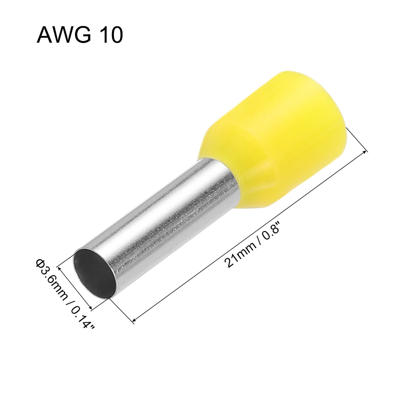 uxcell Uxcell 2000 Pcs Insulated Ferrule Wire Connector Electrical Crimp Terminal 10 AWG Yellow