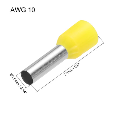 Harfington Uxcell 2000 Pcs Insulated Ferrule Wire Connector Electrical Crimp Terminal 10 AWG Yellow