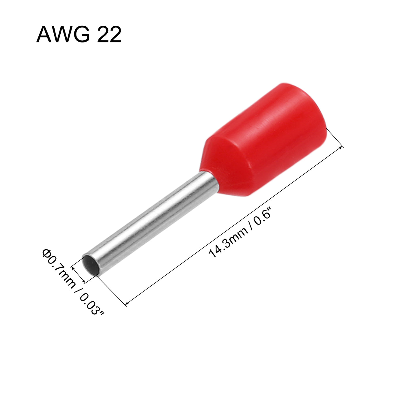 uxcell Uxcell 2000 Pcs Insulated Ferrule Wire Connector Electrical Crimp Terminal 22 AWG Red