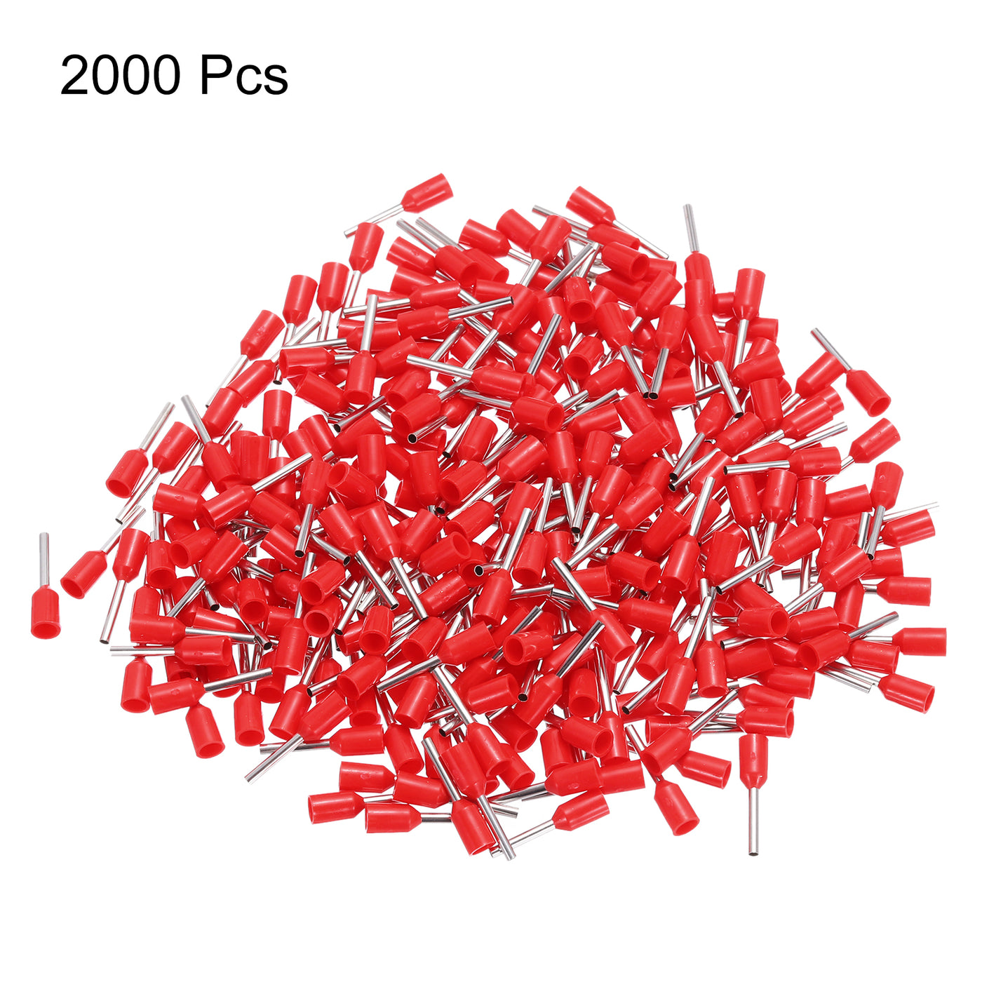 uxcell Uxcell 2000 Pcs Insulated Ferrule Wire Connector Electrical Crimp Terminal 22 AWG Red