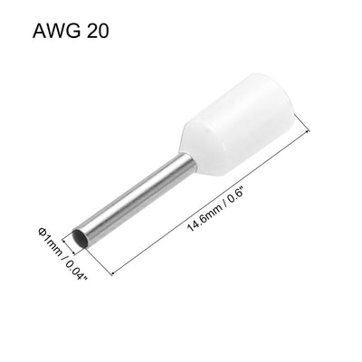 Harfington Uxcell 2000 Pcs Insulated Ferrule Wire Connector Electrical Crimp Terminal 20 AWG White