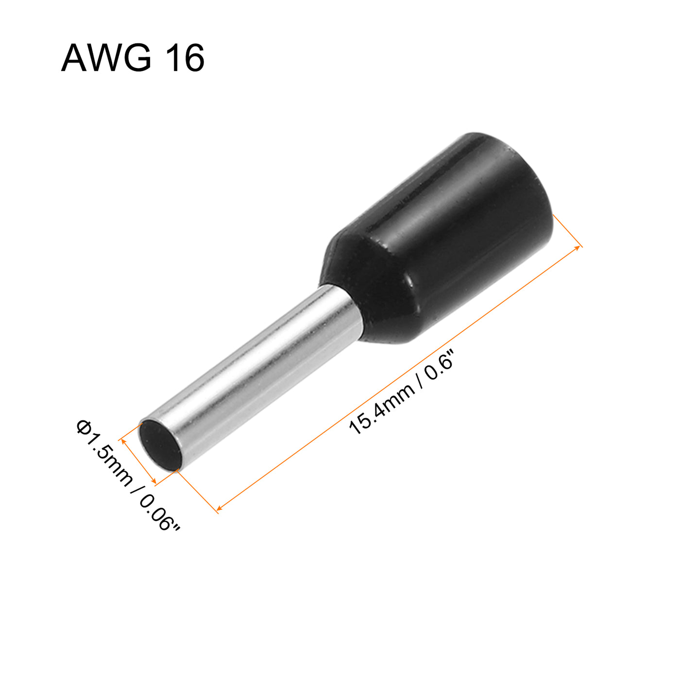 uxcell Uxcell 2000 Pcs Insulated Ferrule Wire Connector Electrical Crimp Terminal 16 AWG Black