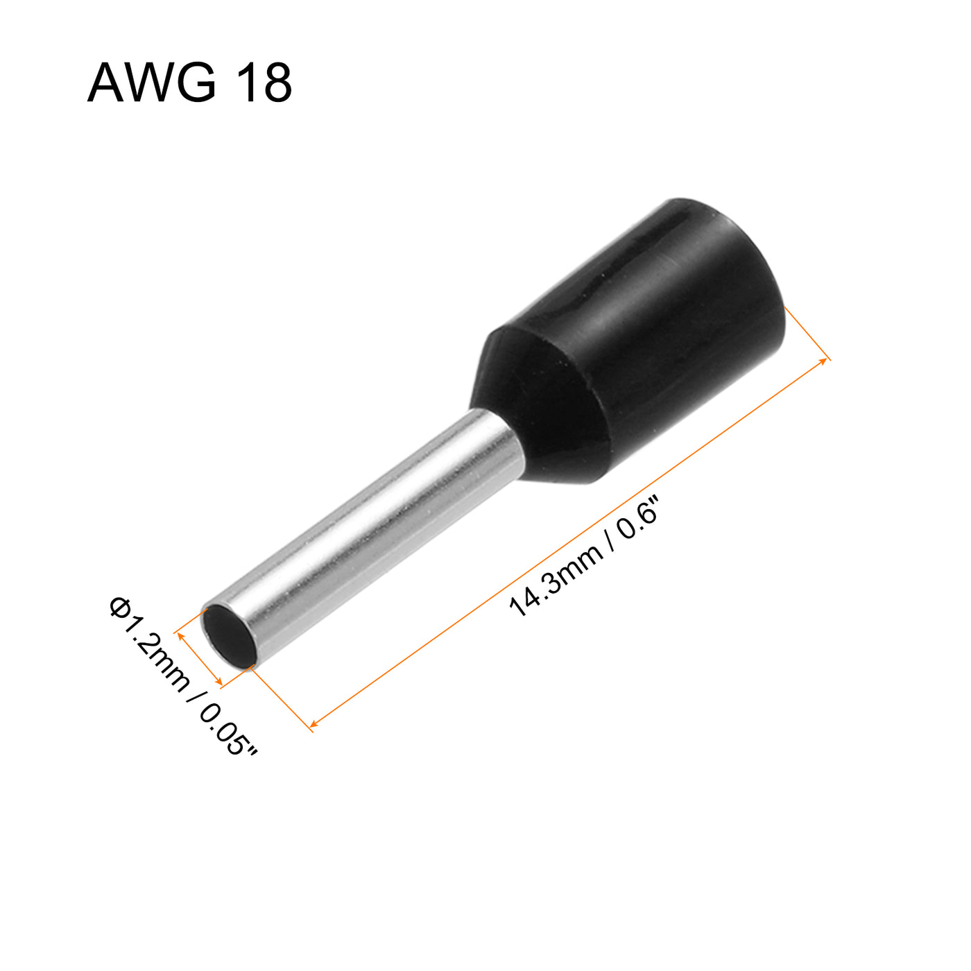 uxcell Uxcell 2000 Pcs Insulated Ferrule Wire Connector Electrical Crimp Terminal 18 AWG Black