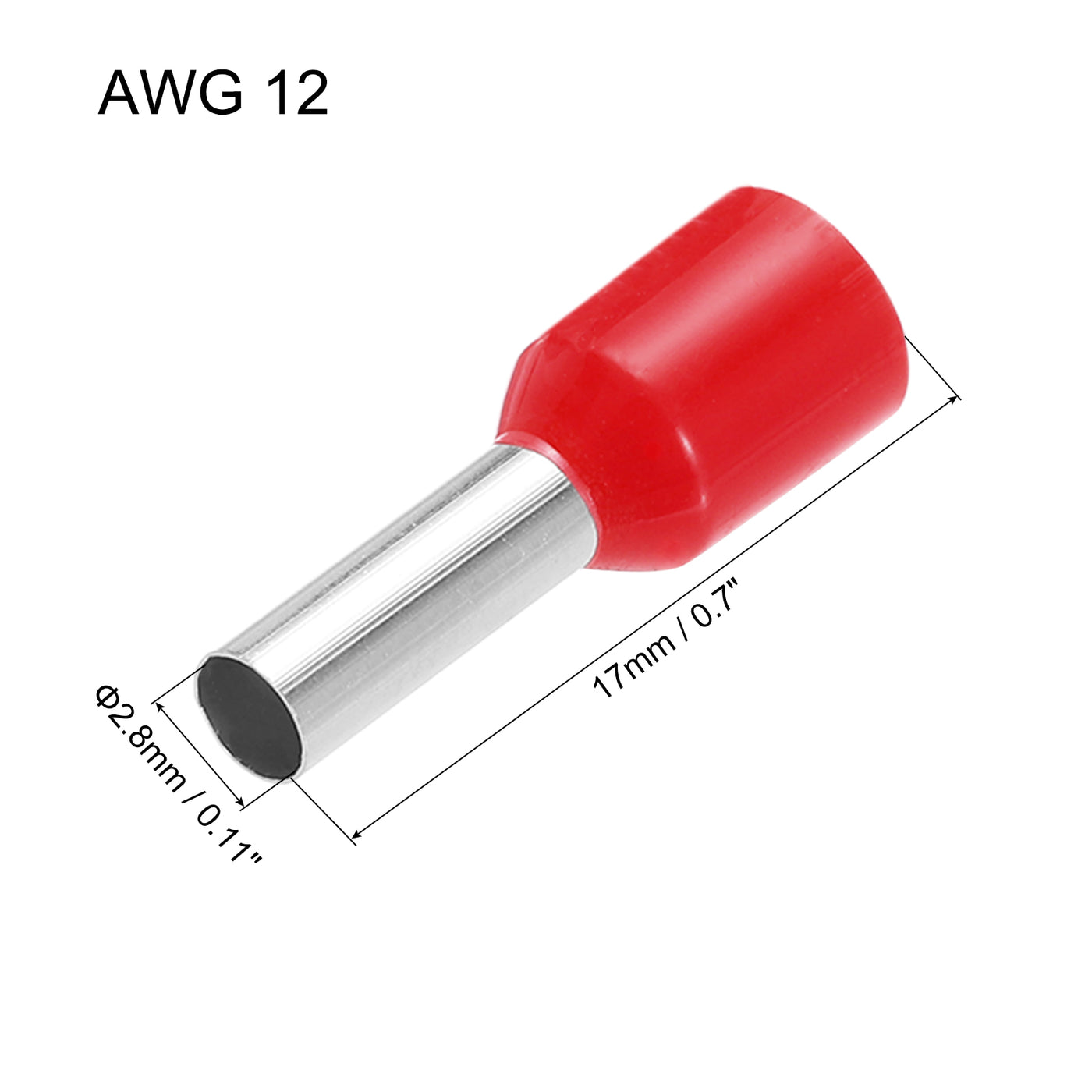 uxcell Uxcell 2000 Pcs Insulated Ferrule Wire Connector Electrical Crimp Terminal 12 AWG Red