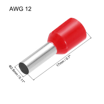 Harfington Uxcell 2000 Pcs Insulated Ferrule Wire Connector Electrical Crimp Terminal 12 AWG Red