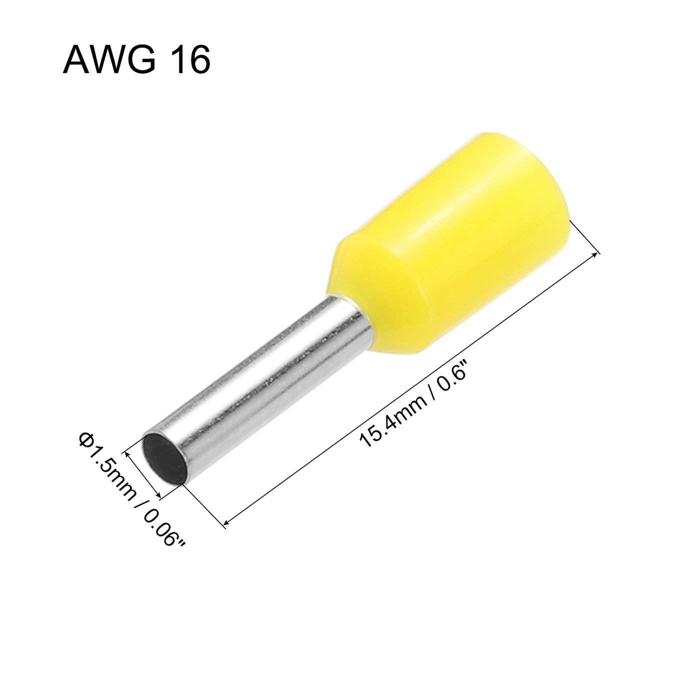 uxcell Uxcell 2000 Pcs Insulated Ferrule Wire Connector Electrical Crimp Terminal 16 AWG Yellow