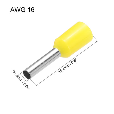 Harfington Uxcell 2000 Pcs Insulated Ferrule Wire Connector Electrical Crimp Terminal 16 AWG Yellow