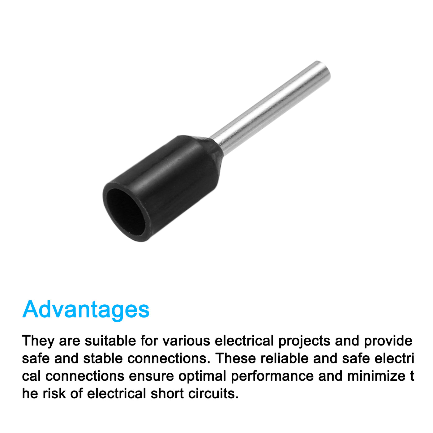 uxcell Uxcell 2000 Pcs Insulated Ferrule Wire Connector Electrical Crimp Terminal 22 AWG Black