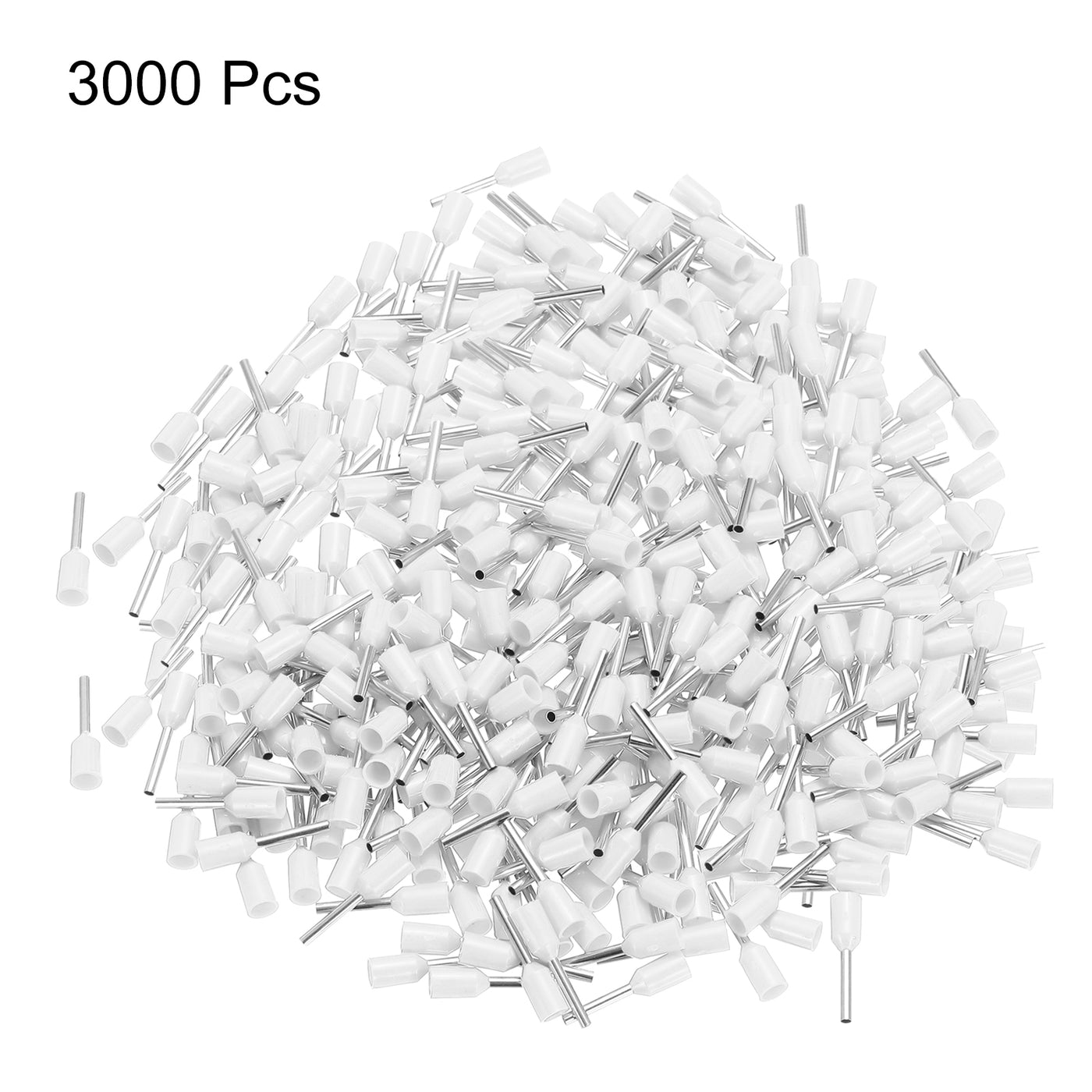 uxcell Uxcell 3000 Pcs Insulated Ferrule Wire Connector Electrical Crimp Terminal 22 AWG White