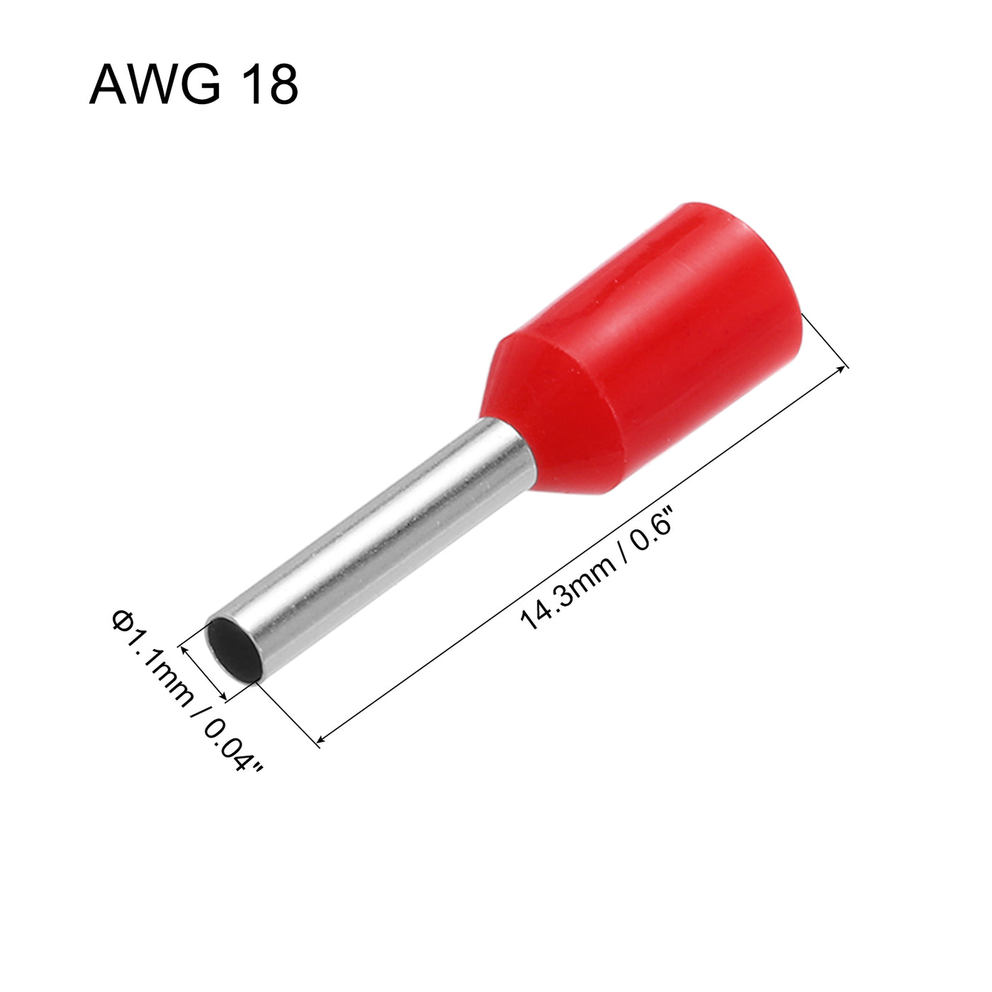 uxcell Uxcell 3000 Pcs Insulated Ferrule Wire Connector Electrical Crimp Terminal 18 AWG Red