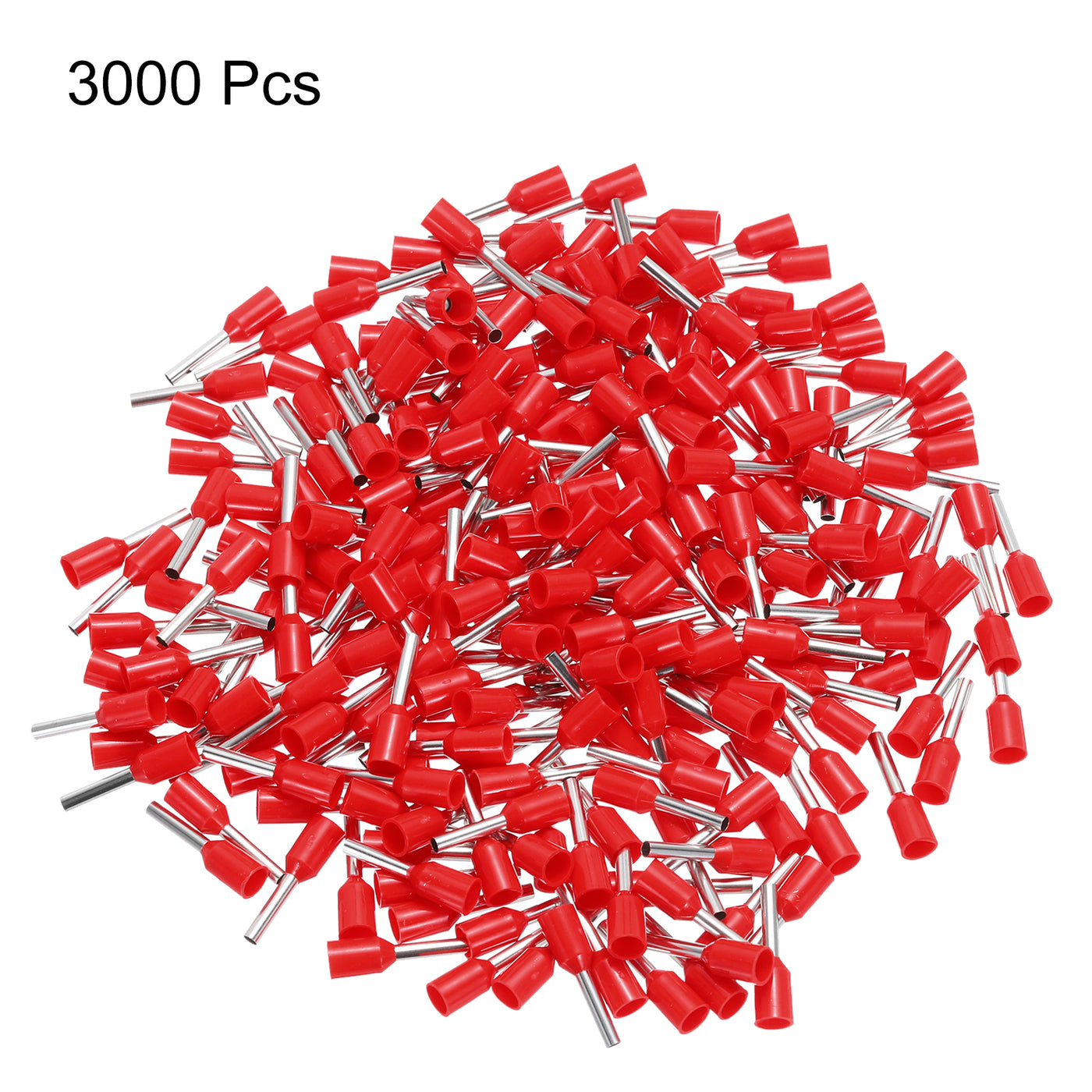 uxcell Uxcell 3000 Pcs Insulated Ferrule Wire Connector Electrical Crimp Terminal 18 AWG Red