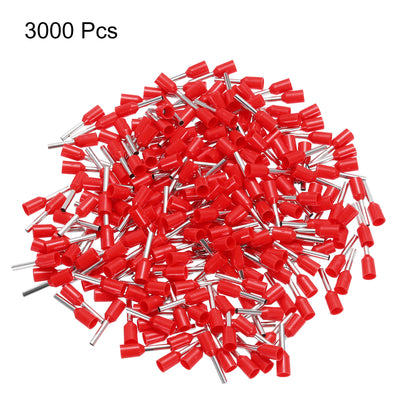 Harfington Uxcell 3000 Pcs Insulated Ferrule Wire Connector Electrical Crimp Terminal 18 AWG Red