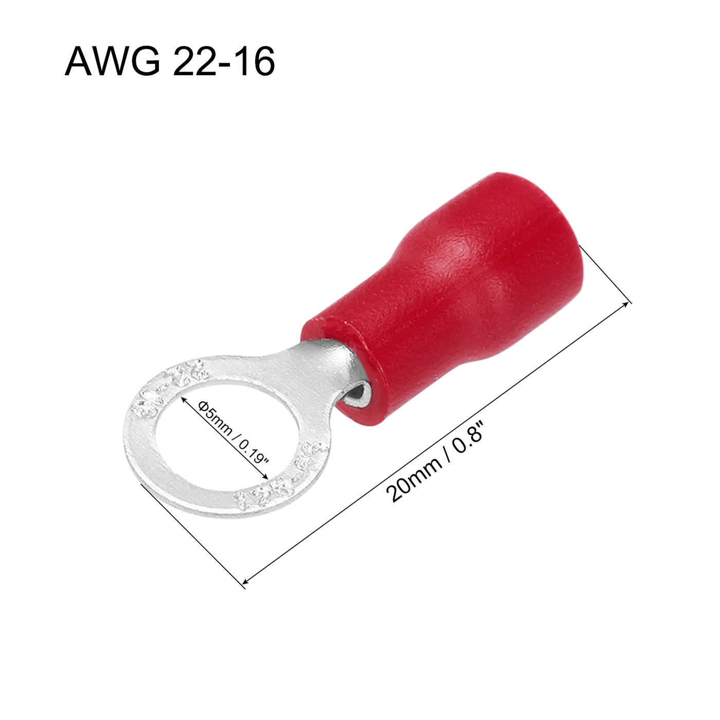 uxcell Uxcell 4000 Pcs Insulated Ring Wire Connector Electrical Crimp Terminal 22-16 AWG Red