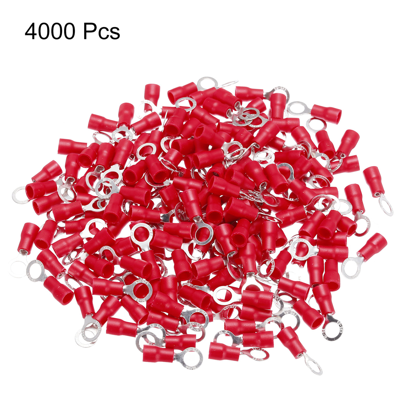 uxcell Uxcell 4000 Pcs Insulated Ring Wire Connector Electrical Crimp Terminal 22-16 AWG Red