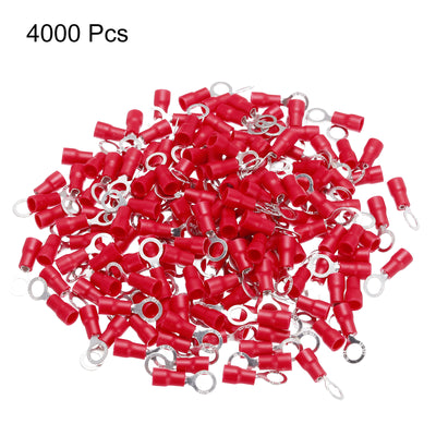 Harfington Uxcell 4000 Pcs Insulated Ring Wire Connector Electrical Crimp Terminal 22-16 AWG Red