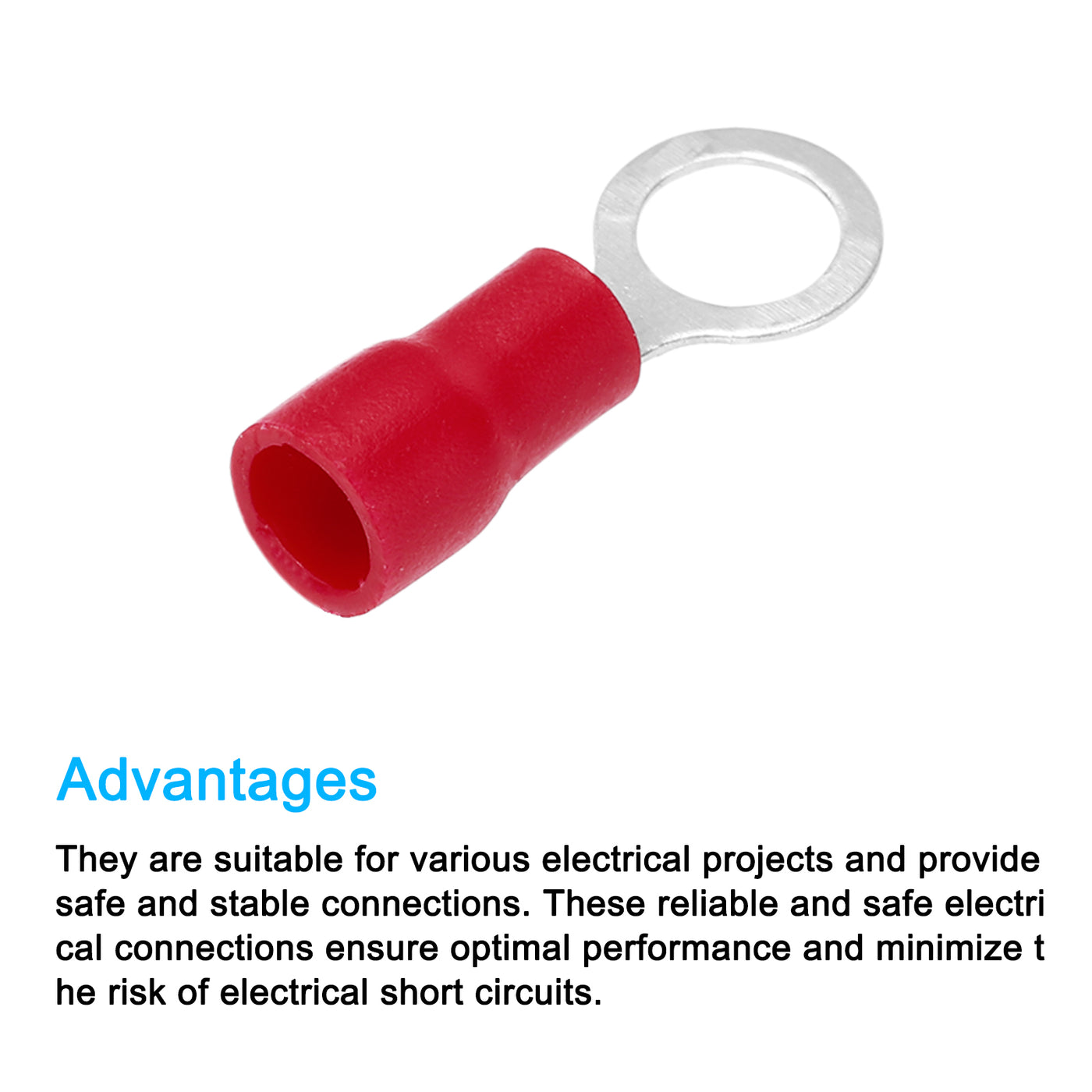 uxcell Uxcell 4000 Pcs Insulated Ring Wire Connector Electrical Crimp Terminal 22-16 AWG Red