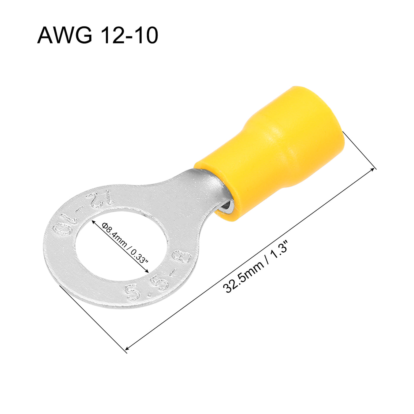 uxcell Uxcell 4000 Pcs Insulated Ring Wire Connector Electrical Crimp Terminal 12-10 AWG Yellow