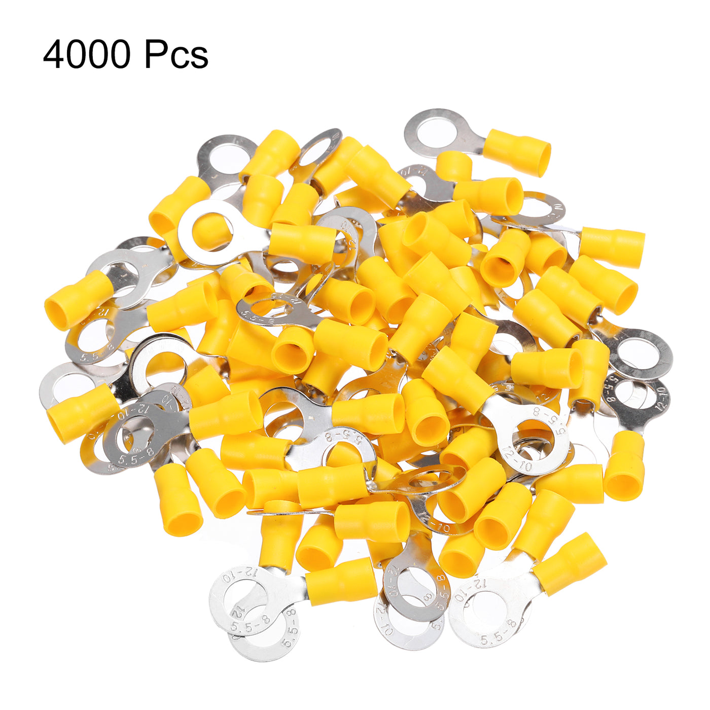 uxcell Uxcell 4000 Pcs Insulated Ring Wire Connector Electrical Crimp Terminal 12-10 AWG Yellow