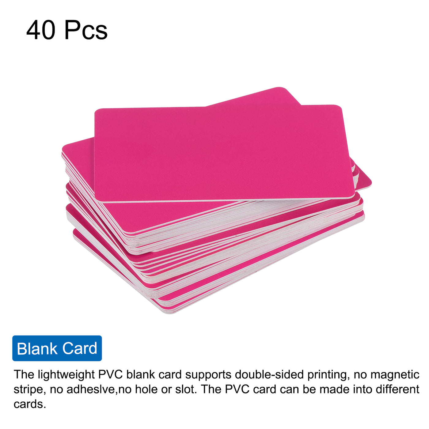 Harfington 30 Mil Graphic Quality Pink Blank PVC Card for ID Badge Printer, 40 Pack