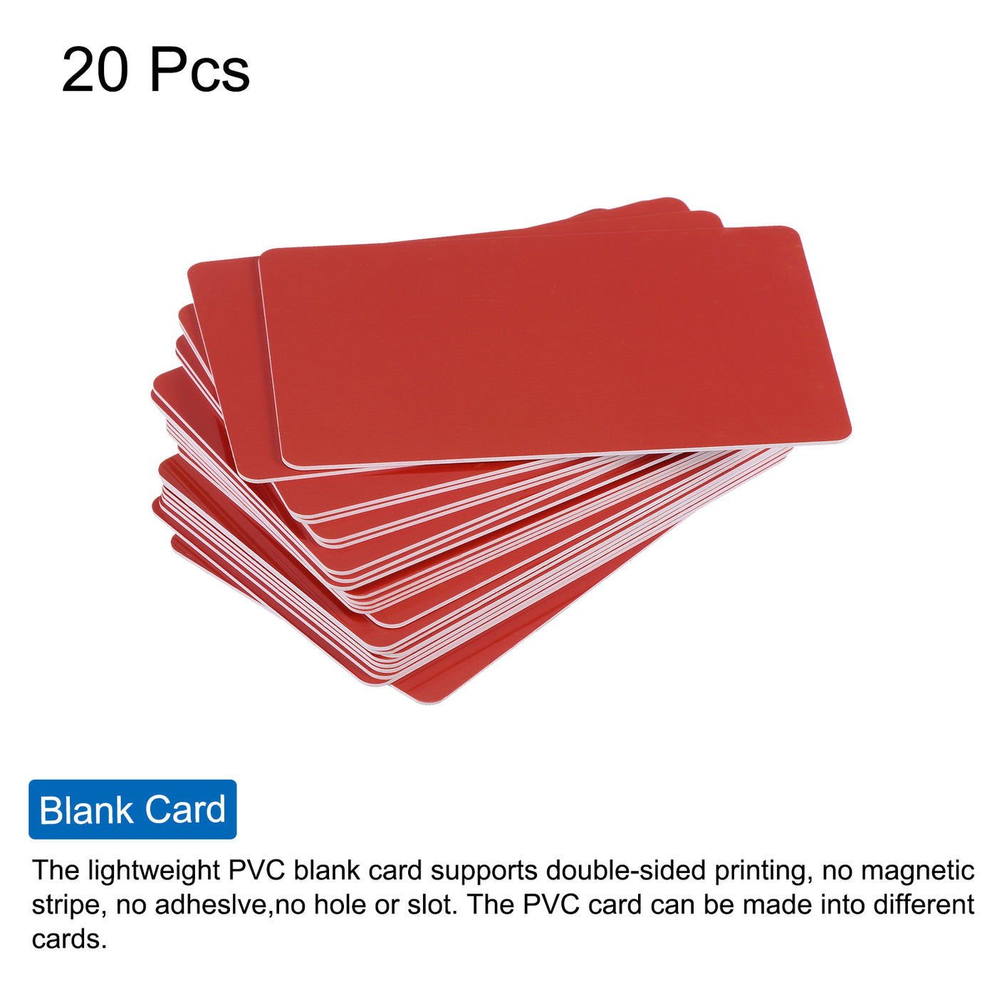 Harfington 30 Mil Graphic Quality Red Blank PVC Card for ID Badge Printer, 20 Pack