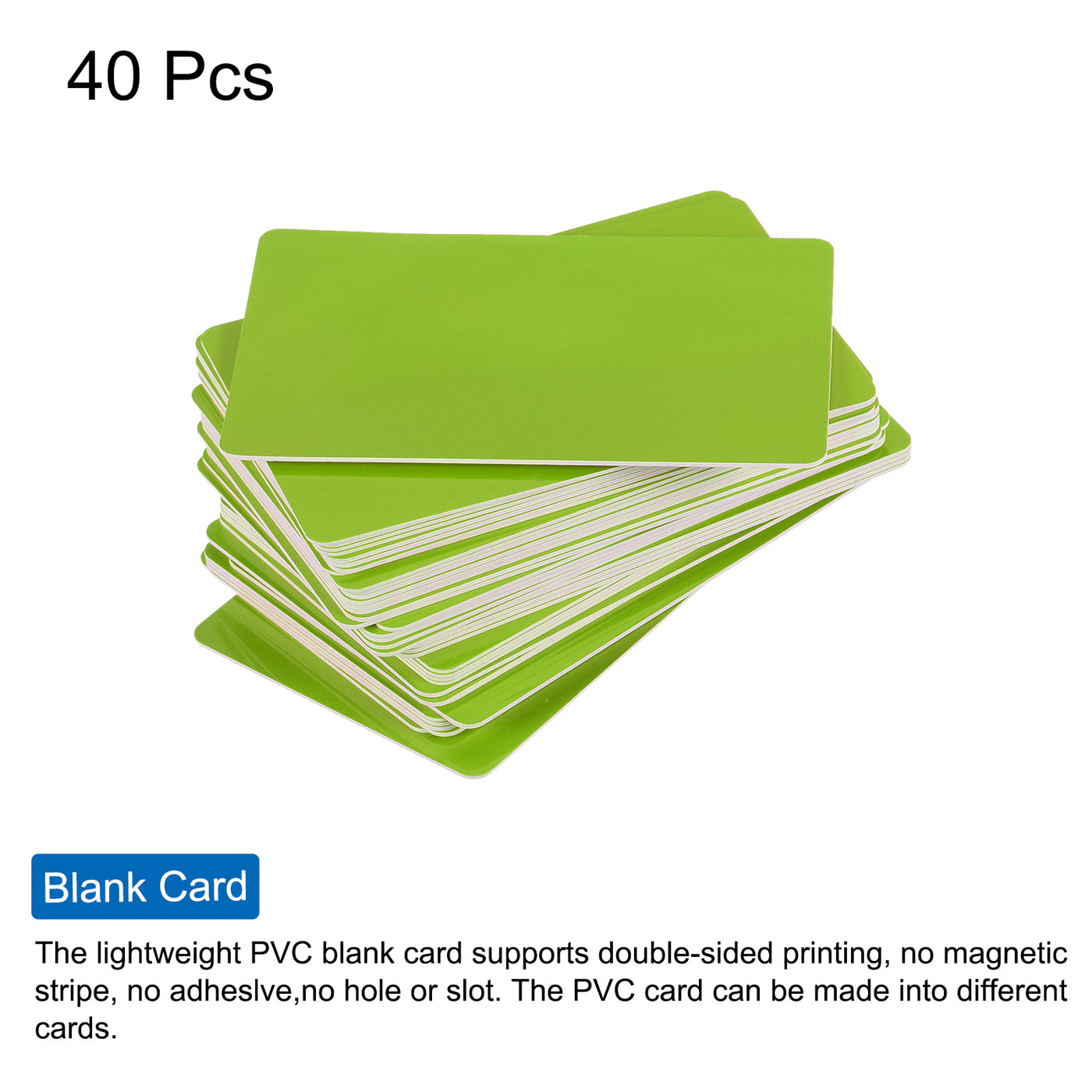 Harfington 30 Mil Graphic Quality Green Blank PVC Card for ID Badge Printer, 40 Pack