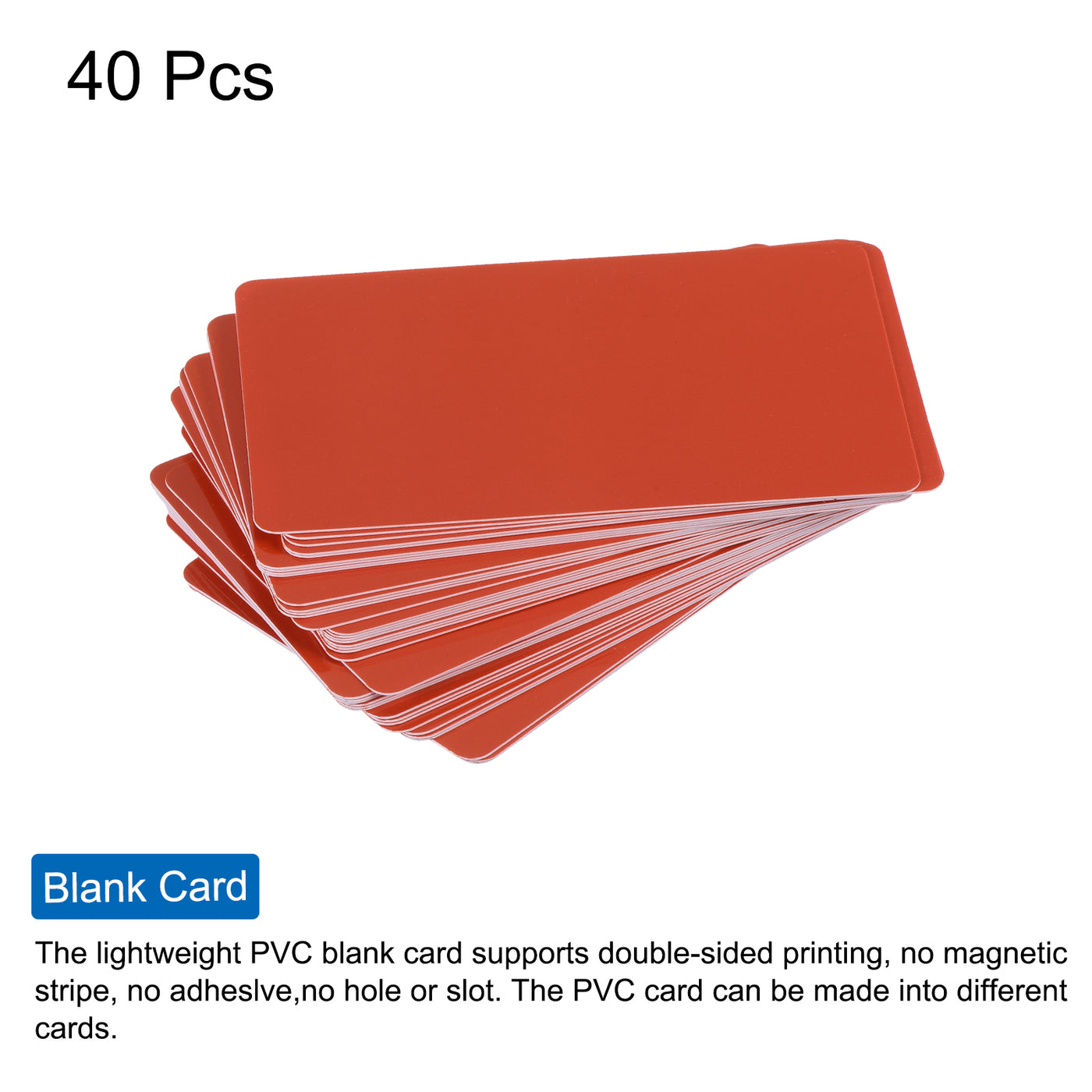 Harfington 15 Mil Graphic Quality Red Blank PVC Card for ID Badge Printer, 40 Pack