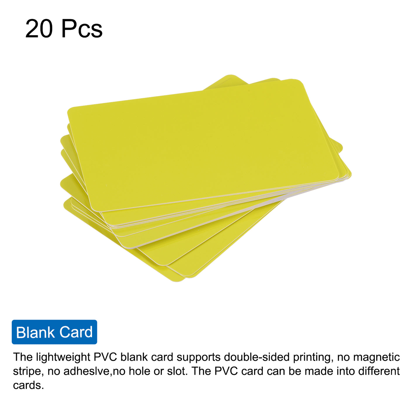 Harfington 15 Mil Graphic Quality Yellow Blank PVC Card for ID Badge Printer, 20 Pack