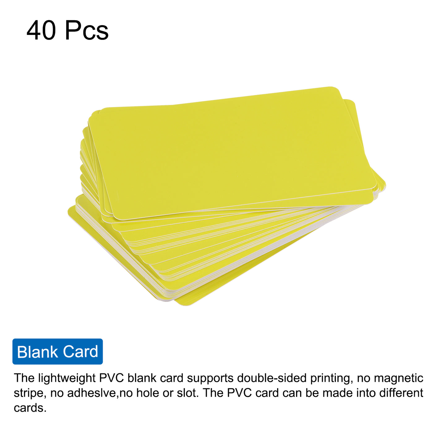 Harfington 15 Mil Graphic Quality Yellow Blank PVC Card for ID Badge Printer, 40 Pack