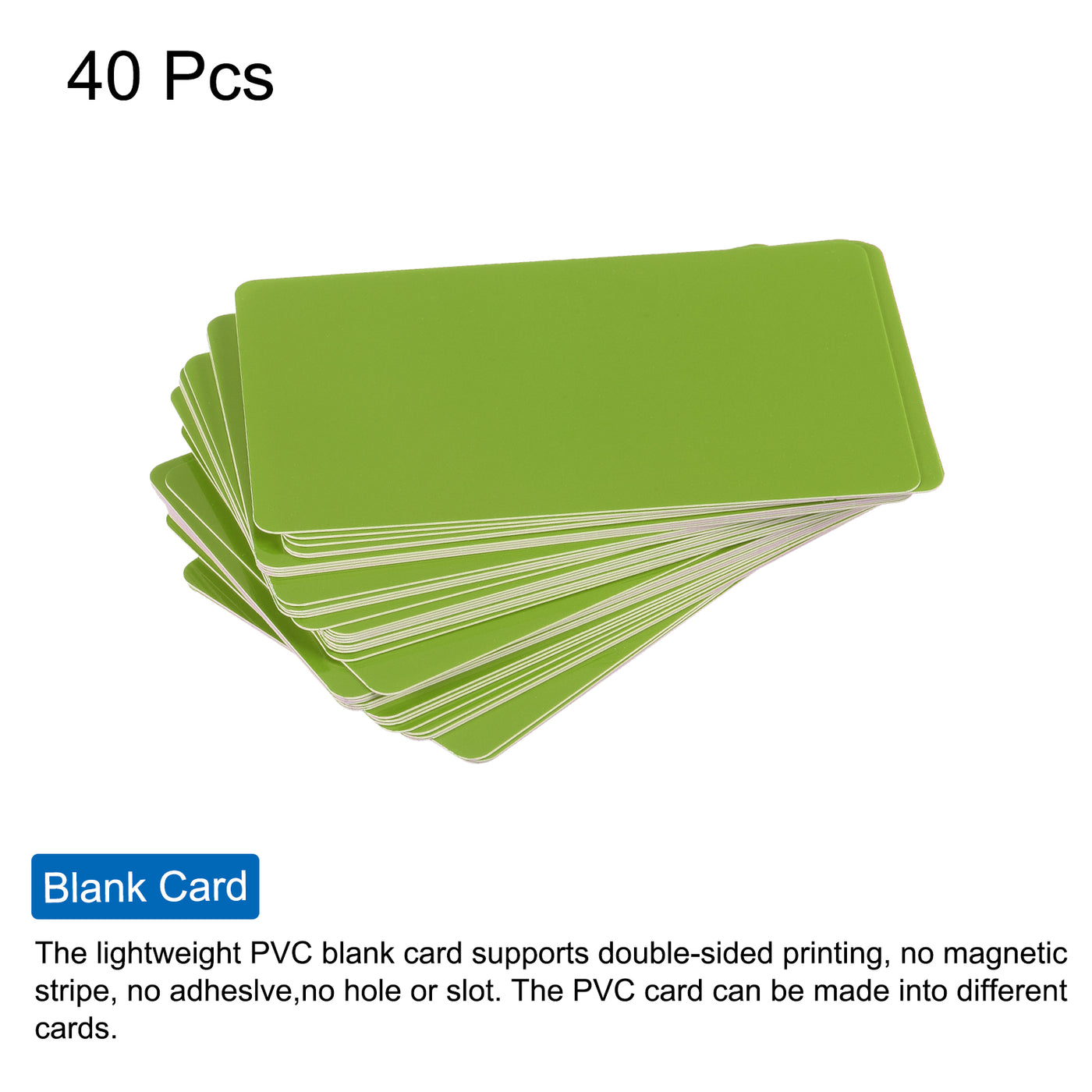 Harfington 15 Mil Graphic Quality Green Blank PVC Card for ID Badge Printer, 40 Pack