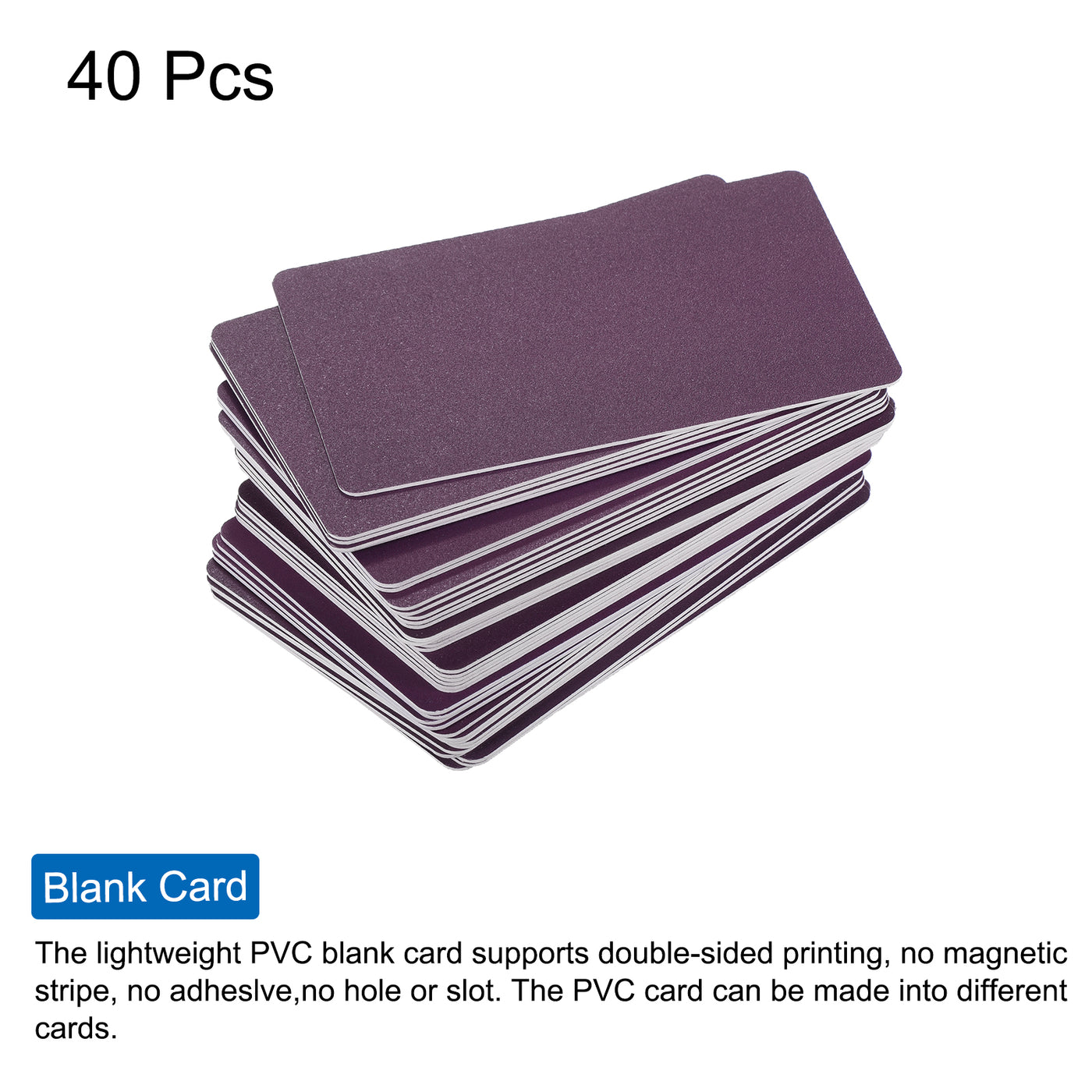 Harfington 30 Mil Graphic Quality Purple Blank PVC Card for ID Badge Printer, 40 Pack