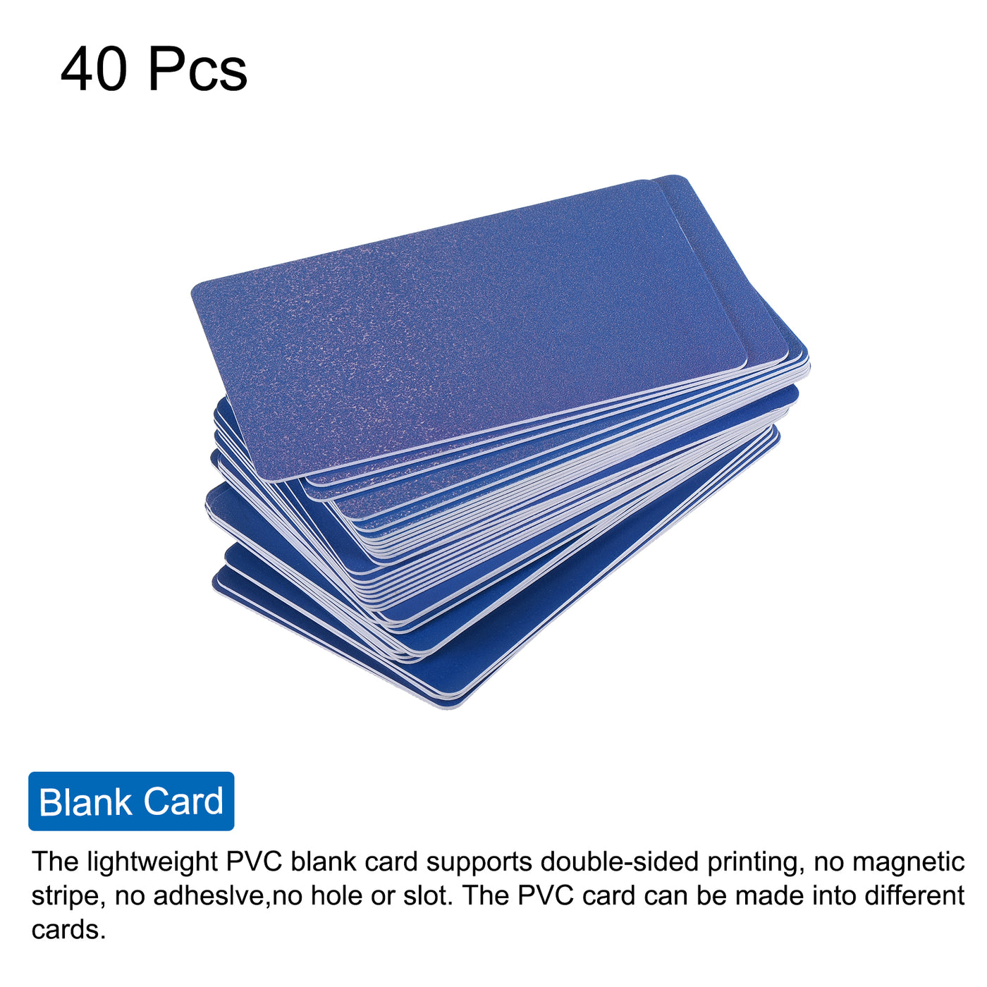 Harfington 30 Mil Graphic Quality Navy Blue Blank PVC Card for ID Badge Printer, 40 Pack