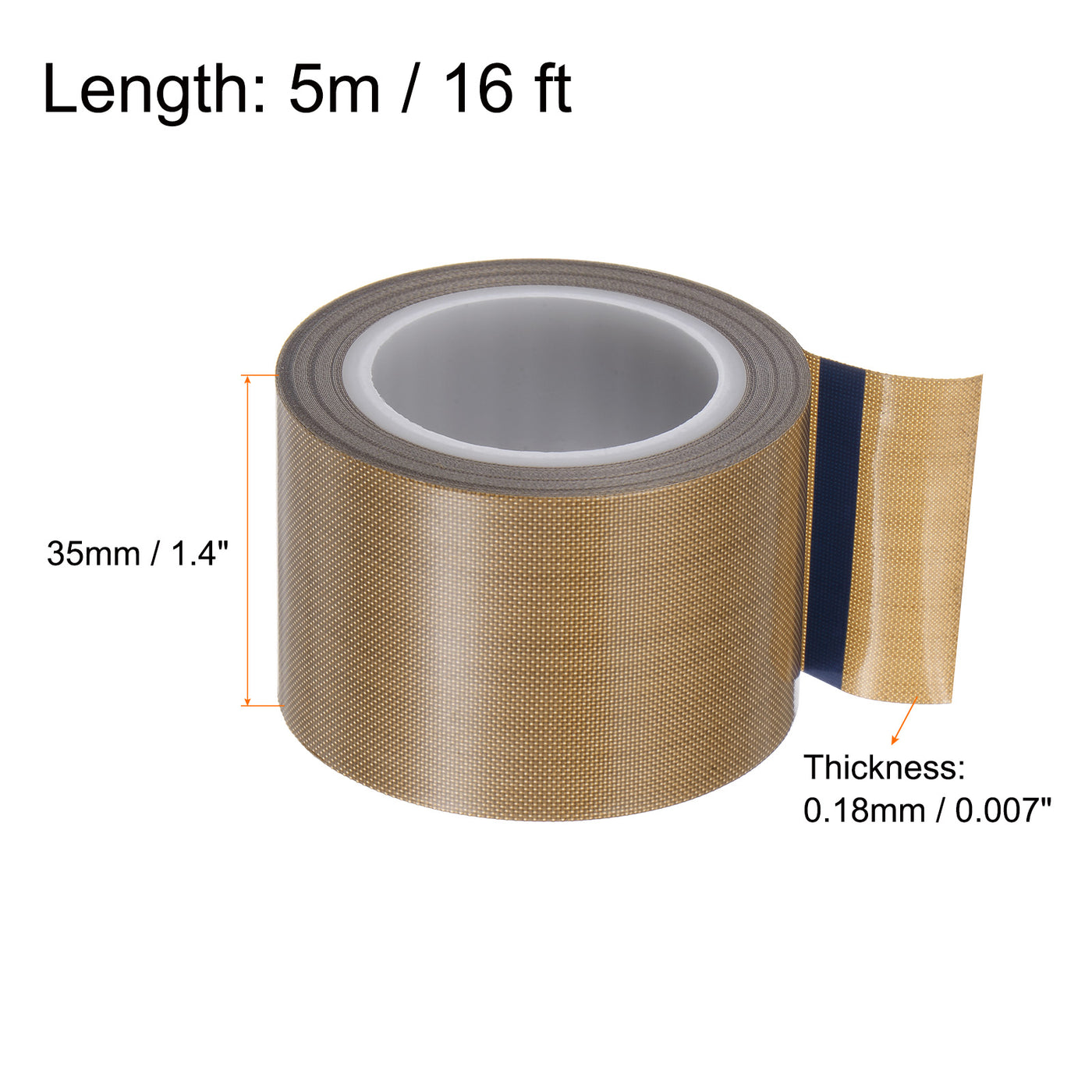 Harfington Fabric PTFE Tape 1.4" x 16ft PTFE Adhesive Tape 0.18mm Thickness Brown