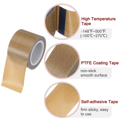 Harfington Fabric PTFE Tape 1.4" x 16ft PTFE Adhesive Tape 0.18mm Thickness Brown