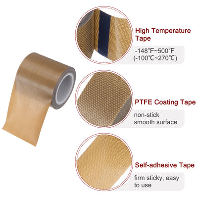 Harfington Fabric PTFE Tape 2" x 16ft PTFE Adhesive Tape 0.18mm Thickness Brown