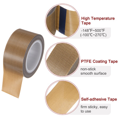 Harfington Fabric PTFE Tape 1" x 16ft PTFE Adhesive Tape 0.18mm Thickness Brown