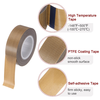 Harfington Fabric PTFE Tape 0.8" x 33ft PTFE Adhesive Tape 0.18mm Thickness Brown