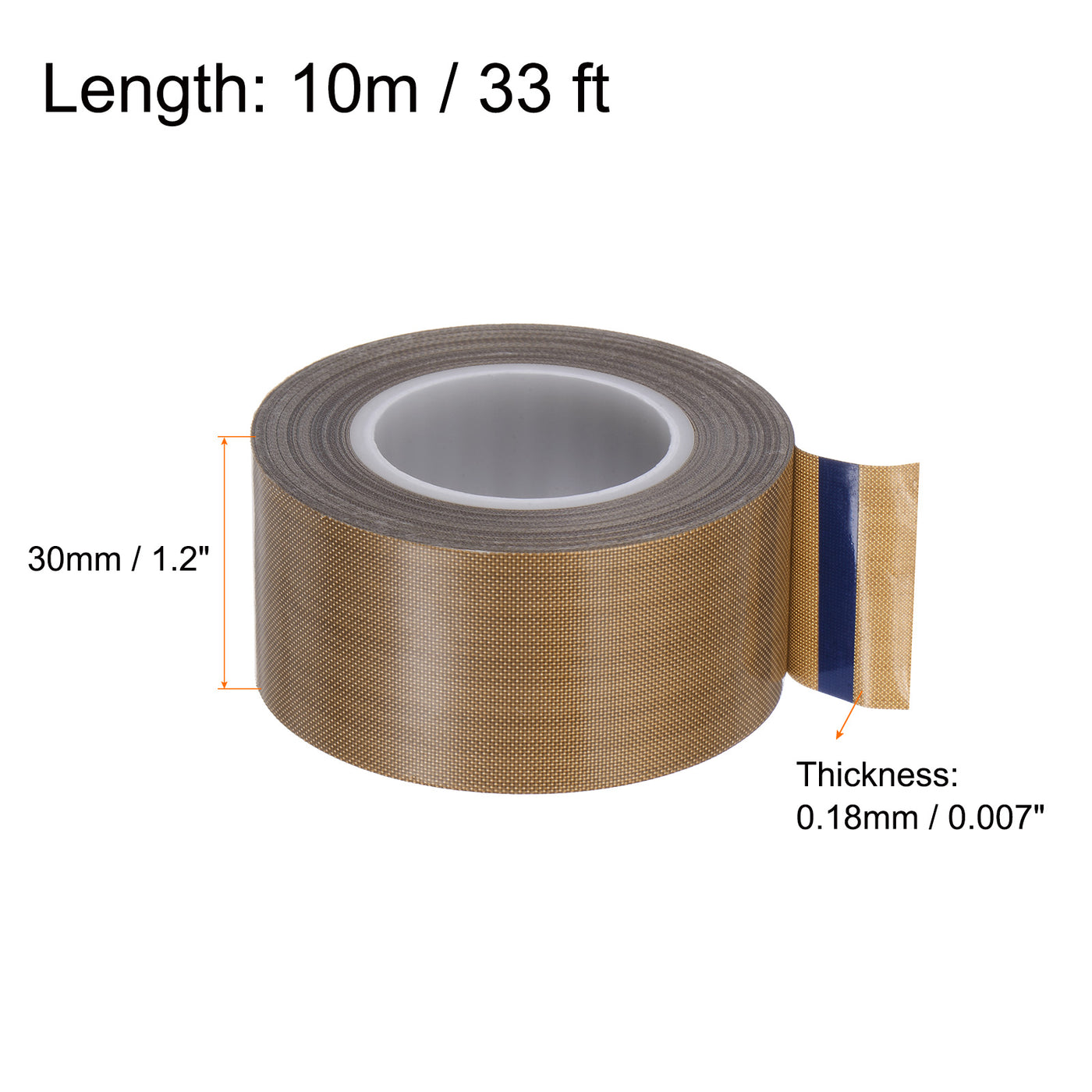 Harfington Fabric PTFE Tape 1.2" x 33ft PTFE Adhesive Tape 0.18mm Thickness Brown