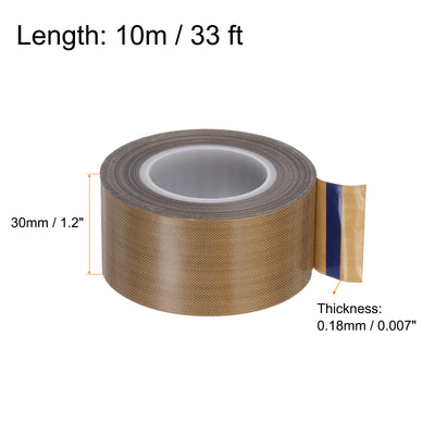 Harfington Fabric PTFE Tape 1.2" x 33ft PTFE Adhesive Tape 0.18mm Thickness Brown