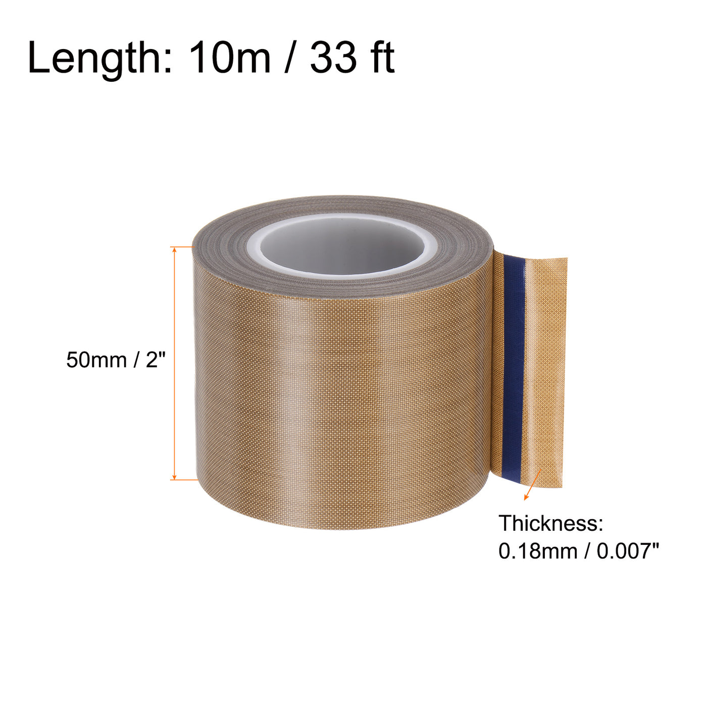 Harfington Fabric PTFE Tape 2" x 33ft PTFE Adhesive Tape 0.18mm Thickness Brown