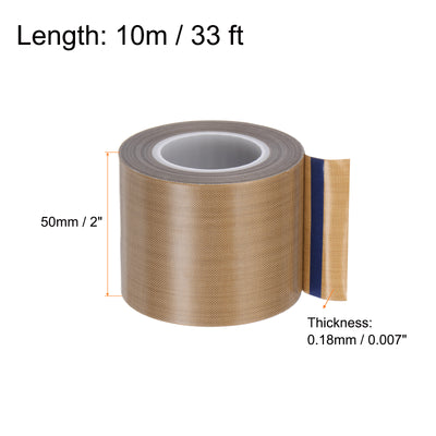 Harfington Fabric PTFE Tape 2" x 33ft PTFE Adhesive Tape 0.18mm Thickness Brown