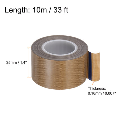 Harfington Fabric PTFE Tape 1.4" x 33ft PTFE Adhesive Tape 0.18mm Thickness Brown