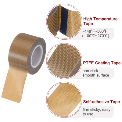 Harfington Fabric PTFE Tape 1.4" x 33ft PTFE Adhesive Tape 0.18mm Thickness Brown