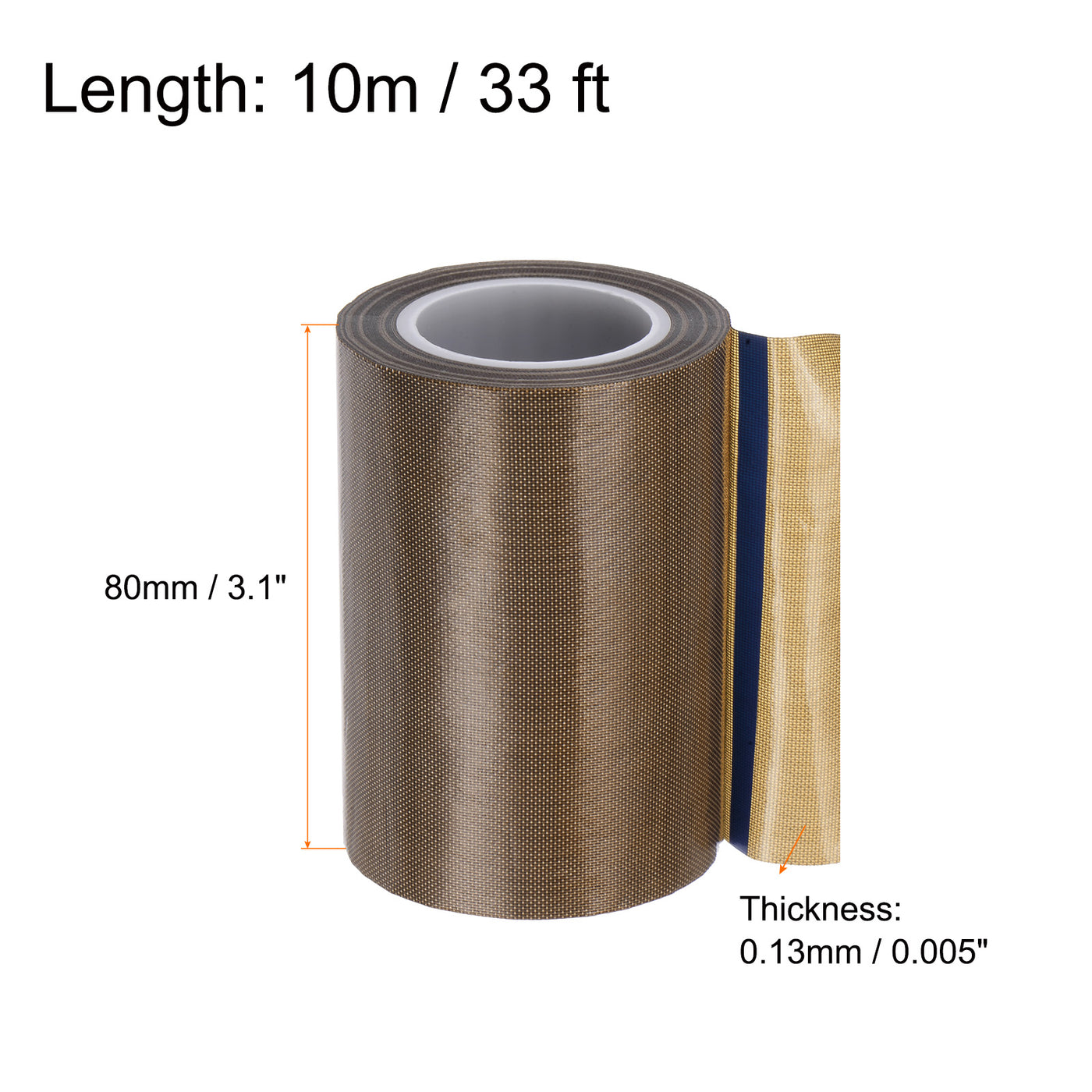 Harfington Fabric PTFE Tape 3.1" x 33ft PTFE Adhesive Tape 0.13mm Thickness Dark Brown