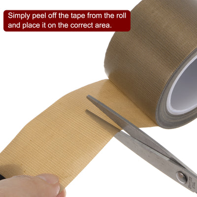 Harfington Fabric PTFE Tape 3.1" x 33ft PTFE Adhesive Tape 0.13mm Thickness Dark Brown