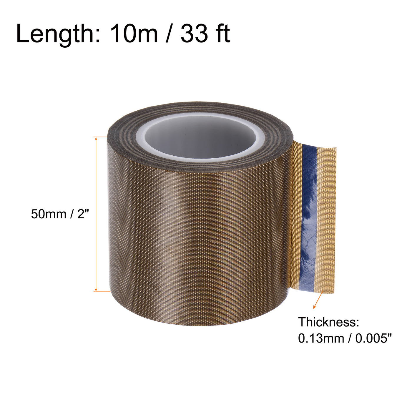 Harfington Fabric PTFE Tape 2" x 33ft PTFE Adhesive Tape 0.13mm Thickness Dark Brown