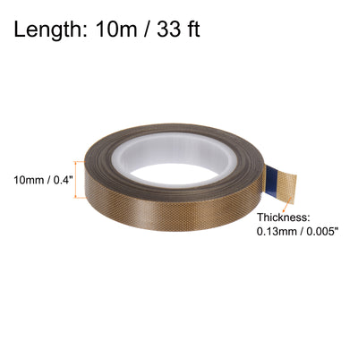 Harfington Fabric PTFE Tape 0.1" x 33ft PTFE Adhesive Tape 0.13mm Thickness Dark Brown